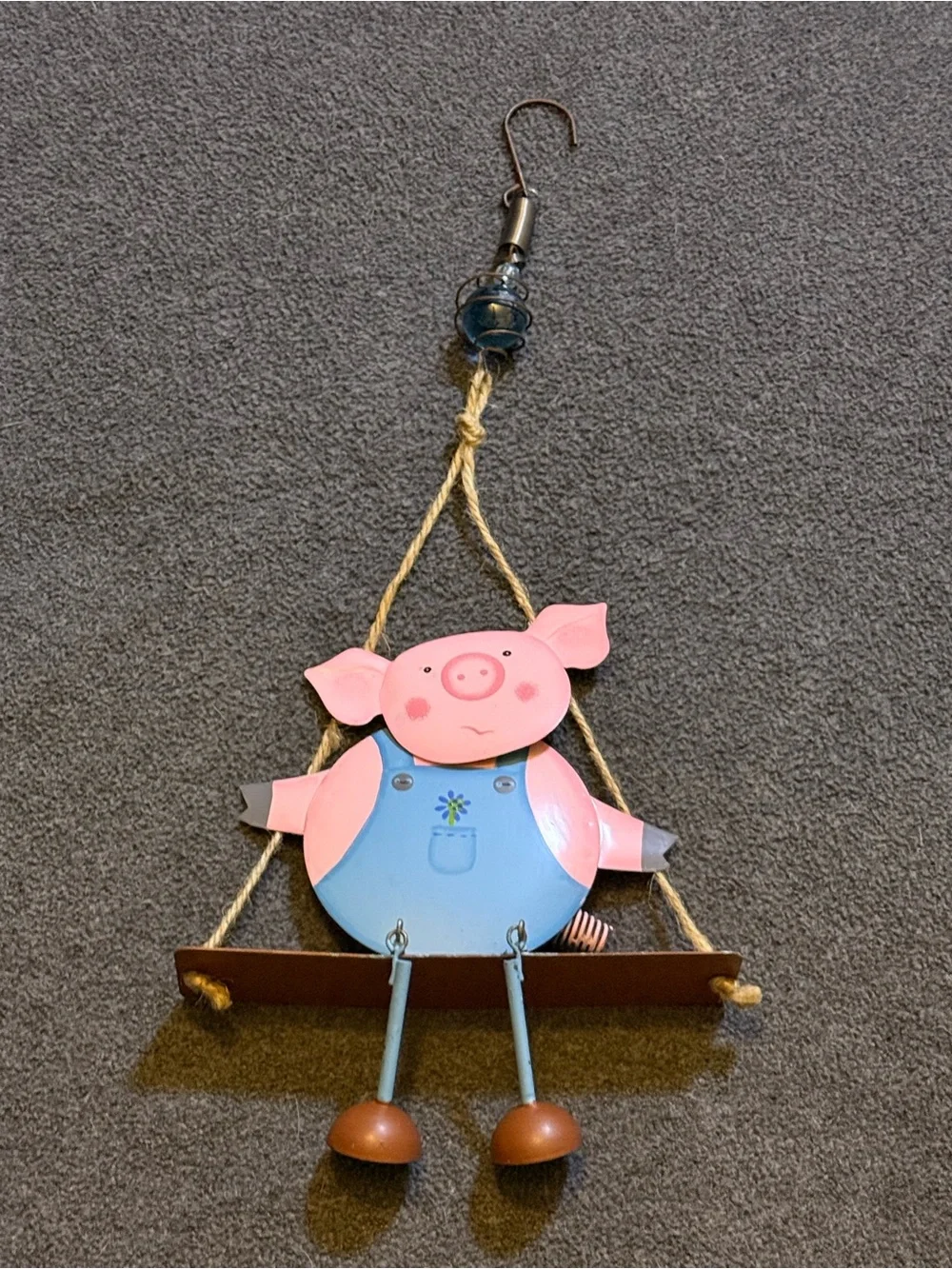 Pink Pig Hanging Garden Ornament